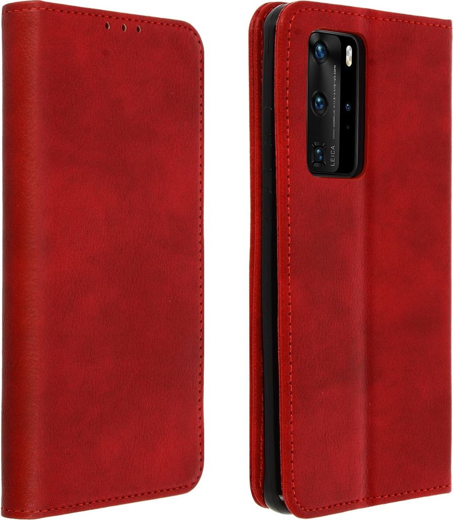 Huawei P40 Pro Flip-Cover mit Kartenfächern & Standfunktion – Rot