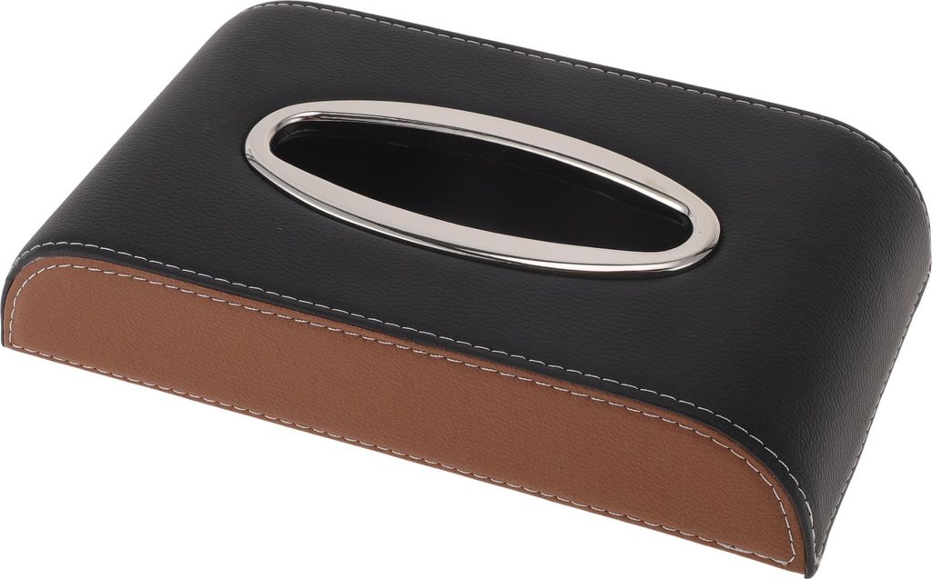 Auto-Taschentuchhalter Auto-Taschentuchbox-Organizer Mit Stahlring Polyurethan24x13x5cm Schwarz Braun 1 Stück