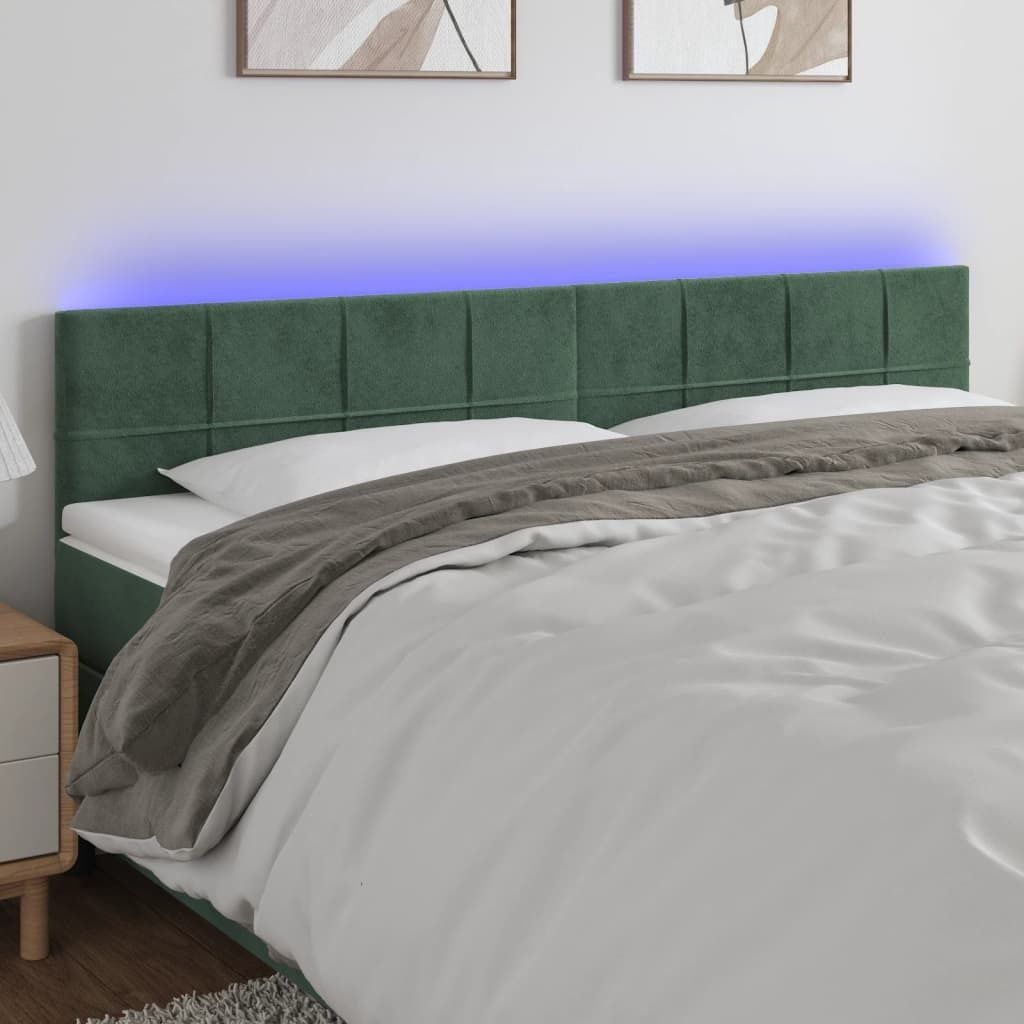 Maison Exclusive - LED Kopfteil Dunkelgrün 160x5x78/88 cm Samt