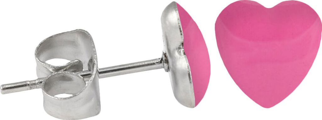 Chirurgenstahl Ohrstecker Emaille Herz Farbe - Pink