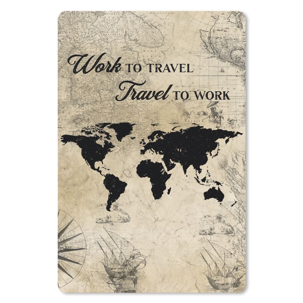 MuchoWow Mauspad Mousepad Weltkarte - Vintage - Zitat 18x27 cm - Mousepads - Maus Mat - Pad - Mausunterlage