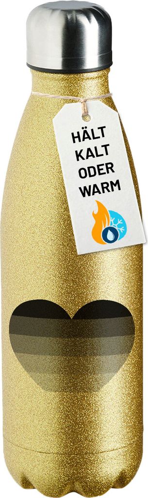 Huuraa Trinkflasche Heterosexuell Flagge LGBTQ Herz 500ml Gold Edelstahl Wasserflasche Trinkflasche Geschenkidee