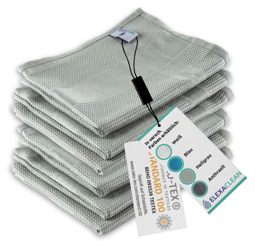 ELEXACLEAN Geschirrtücher Mikrofaser (6er Set, 68x42 cm, grau) saugstark, waschbar bis 60°C, Geschirrhandtücher, Handtücher Küche modern