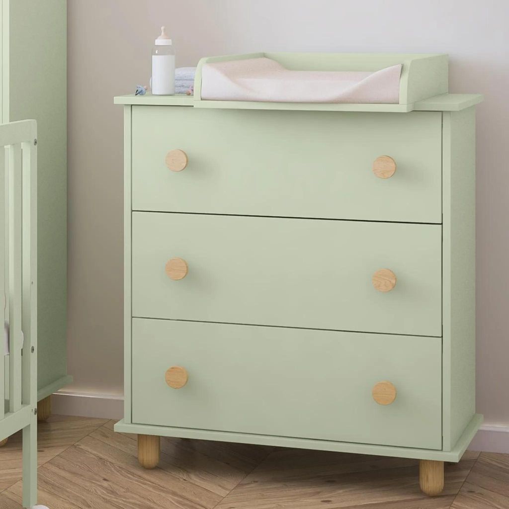 ZEE LUMI Mint 83x93x48 cm Wickelkommode mit 3 Schubladen Produktbild 