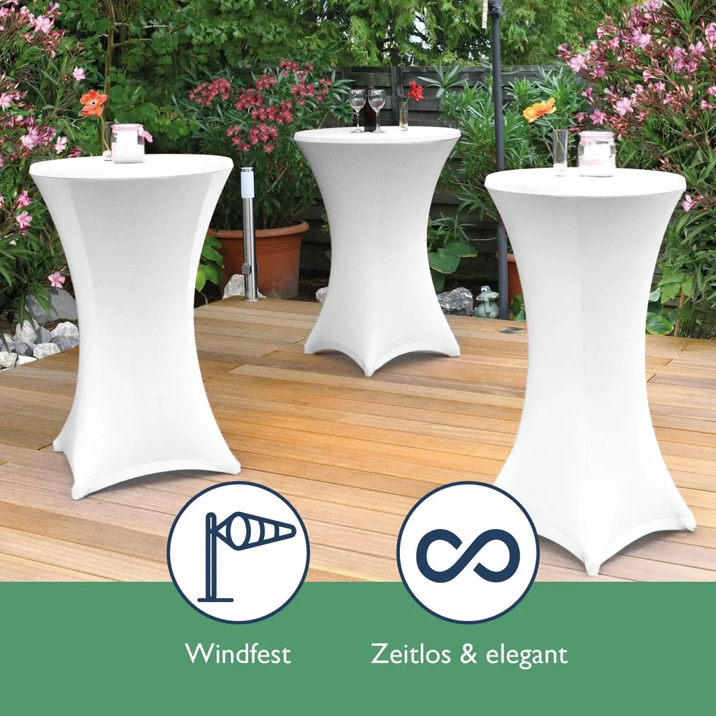 Table mange-debout de réception pliable blanche Ø 60 cm avec housse - 5