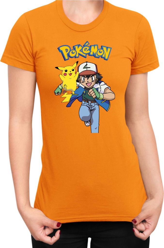 Damen T-Shirt Japan Manga Anime Comics Pokemon 011, Lady XS / Orange