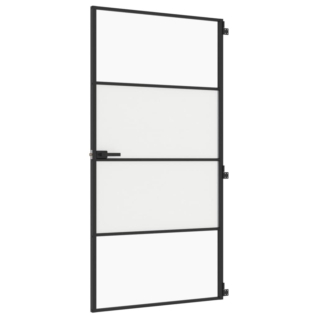 vidaXL Innentür Schlank Schwarz 102,5x201,5 cm Hartglas & Aluminium