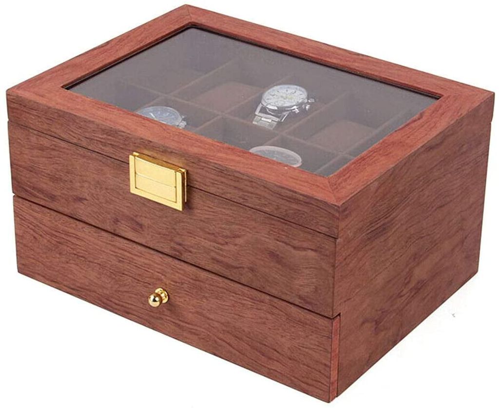 Schmuckbox für Schmuck Uhren Holz Uhrenbox Uhrenkasten für 6 Uhren Display 
