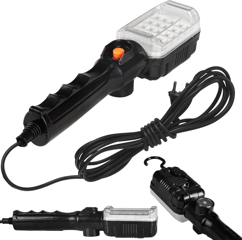 MasterLED Werkstattleuchte 12W SMD LED 960lm 6500K Kaltweiß IP20 5m Kabel Magnet Haken Schwarz