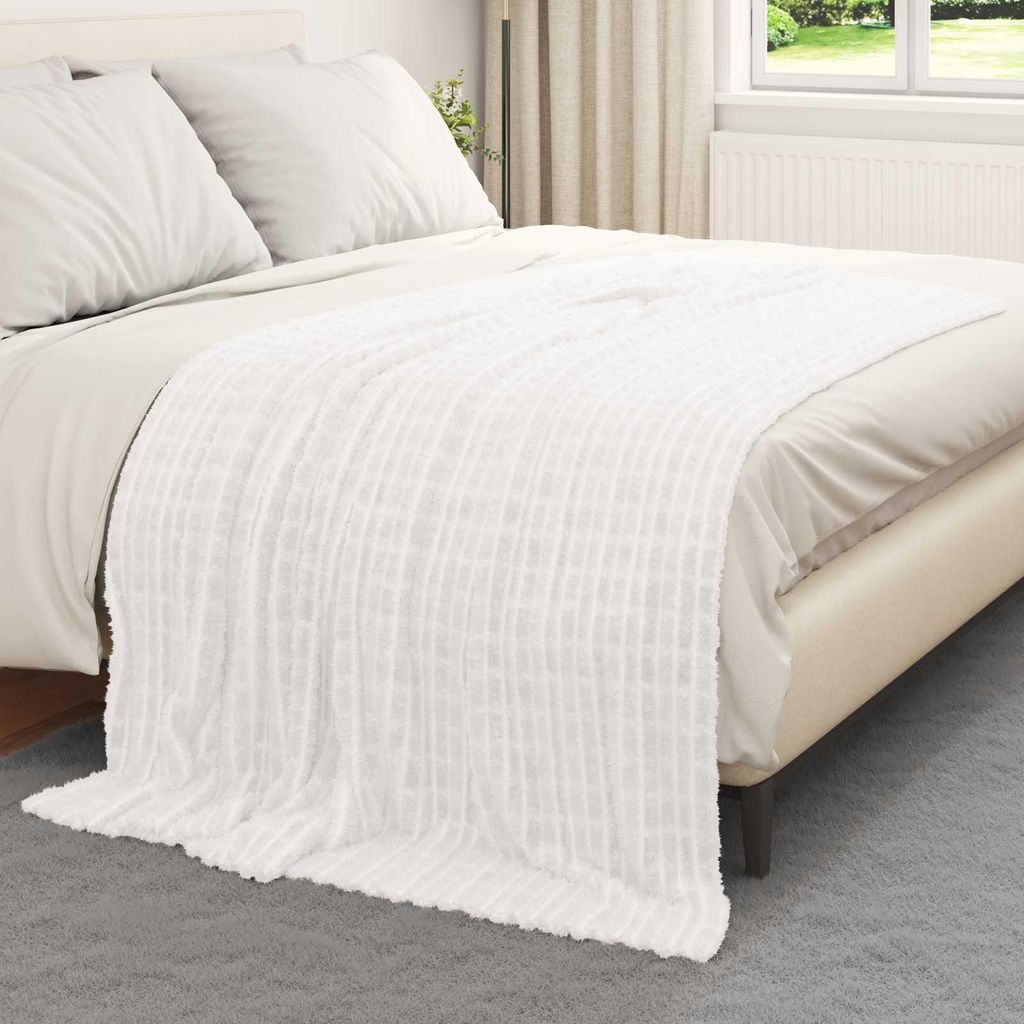Hochwertigen Möbel Decken - Weiß Wohndecken 6 Stück Weiß 200x150cm Fleece NEU7619338