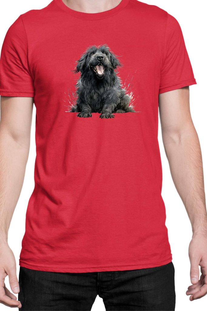 Herren T-Shirt Funny Dogs Breeds Newfoundland Dog Breed, Man 2XL / Rot