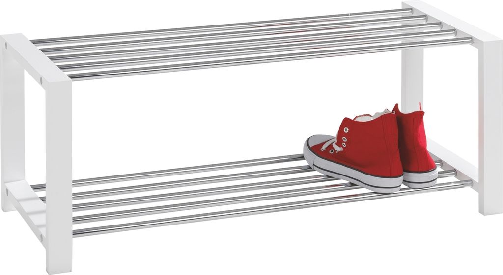 Schuhbank - Weiß lackiert - 80 x 30 cm - Kiefer massiv - Produktbild 
