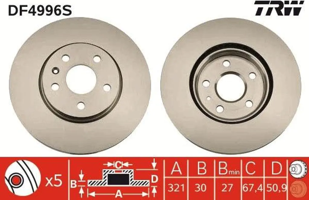 Disque de frein TRW DF4996S pour éliminer vibrations et bruits de frein