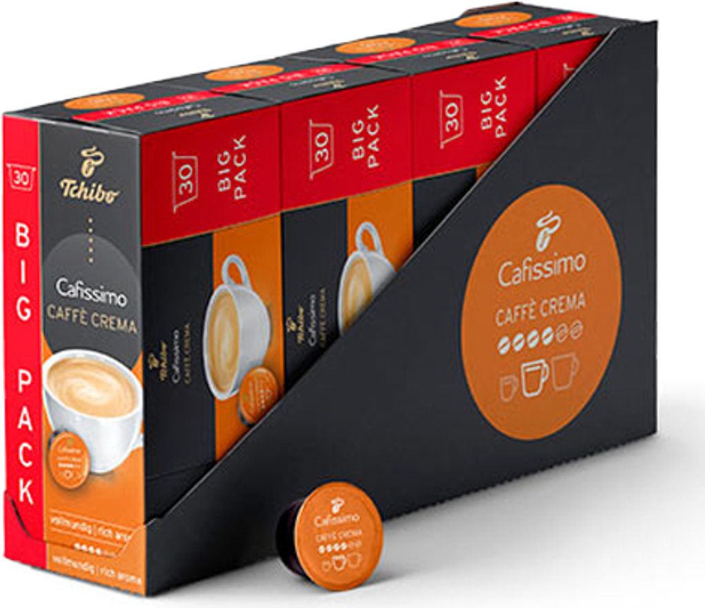 Tchibo Cafissimo Caffè Crema vollmundig Kapseln, 120 Stück (4x 30 Kapseln)