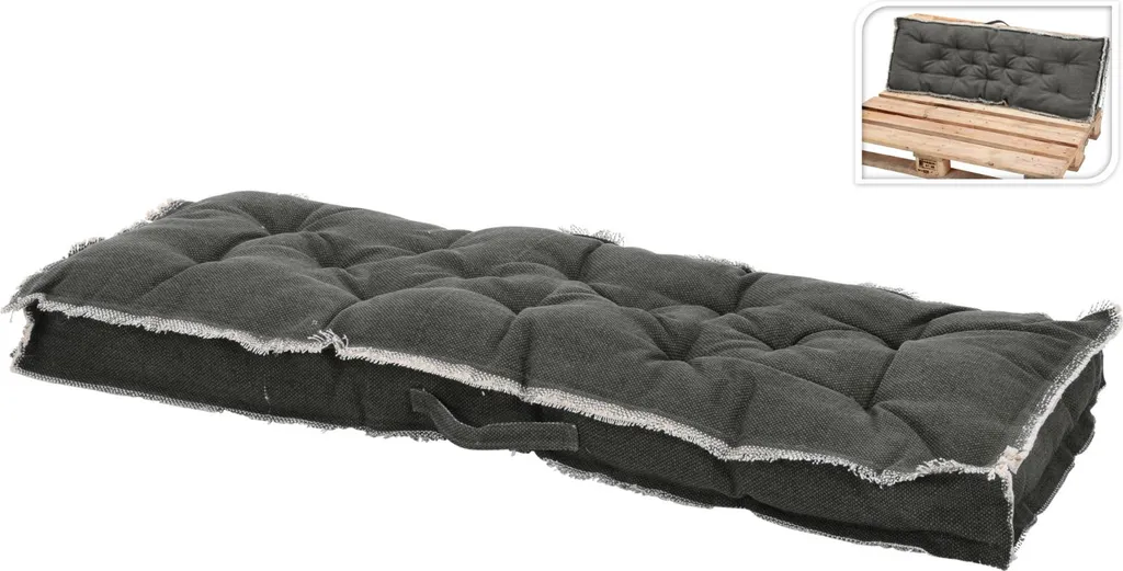 Banc en palette grise 40x120cm avec dossier et accoudoir de terrasse