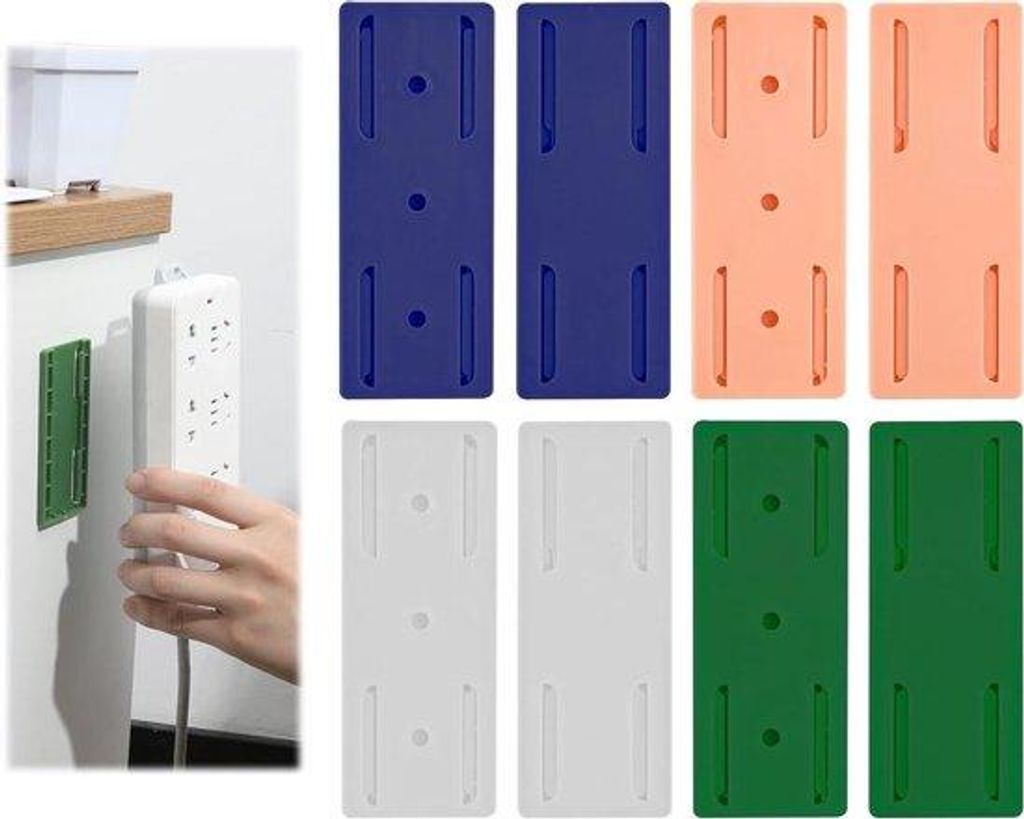 Halter für 8 Stücke, selbstklebende Socket-Klemme, Kabel-Organisator, inklusive Überlastschutz, Halter für Router und Papiertaschentuch-Box