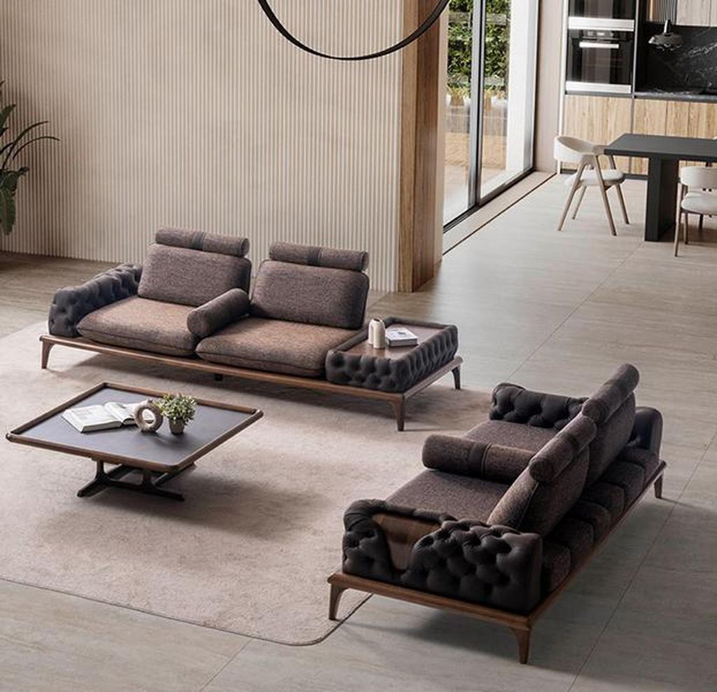 Edles Braun 2x Dreisitzer-Sofas Wohnzimmer Chesterfield Sofa Couch Modern Sofas