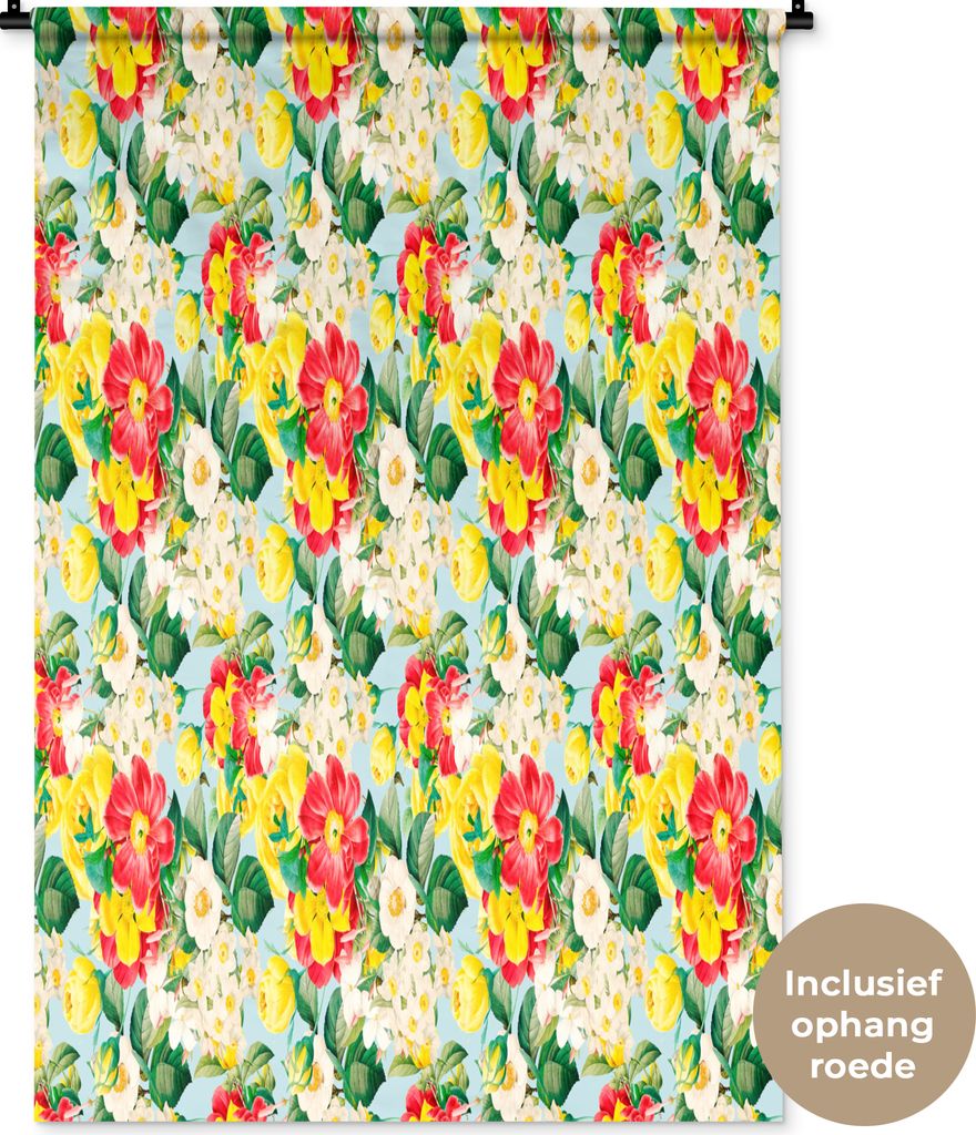 MuchoWow Wandteppich Wandbehang Blumen - Rosen - Farben - Muster 90x135 cm Tapisserie Dekoration Wandtuch - Baumwolle - Wandskulptur