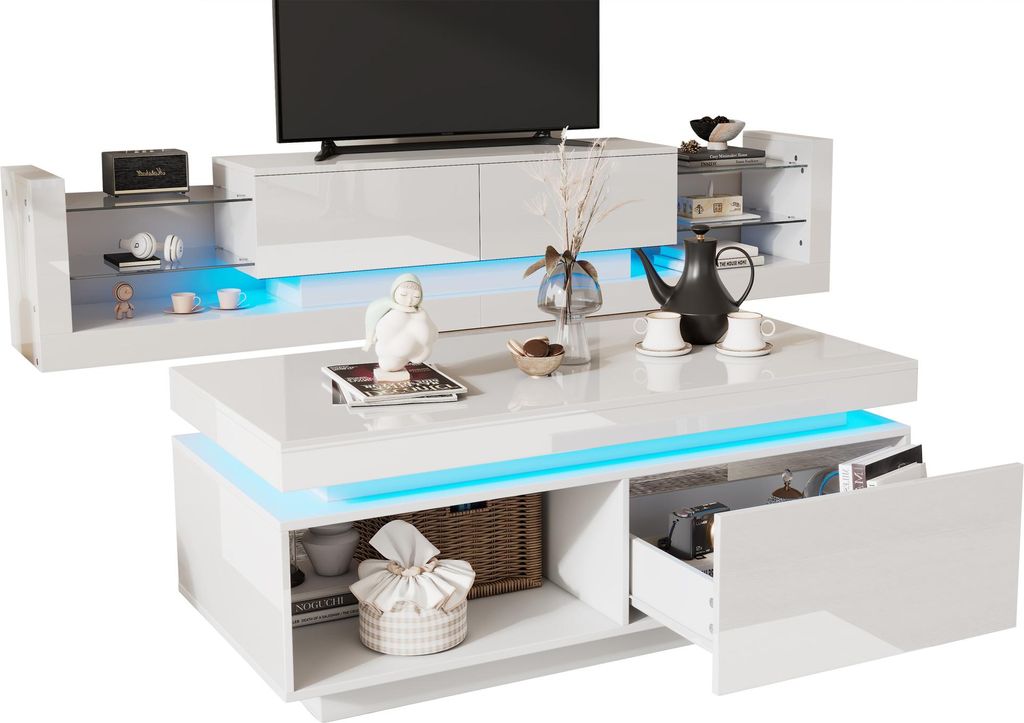 Sweiko hoogglans TV-meubelset, bestaande uit: TV-kast + Productafbeelding 