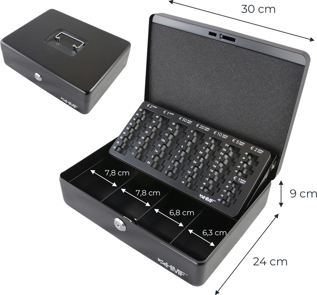 Pokladna HMF s deskou na počítání euromincí 30x24x9cm černá Obrázek produktu 5