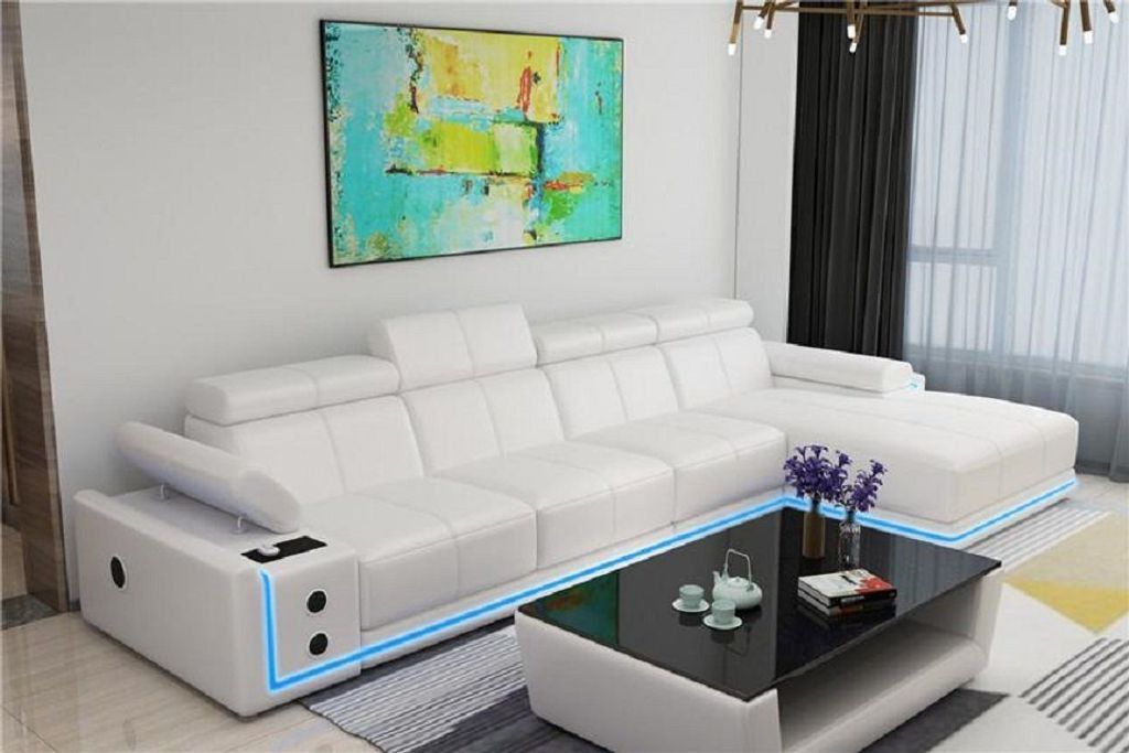 Beleuchtete Ecksofa L Form Sound Led Boxen Couch JVmoebel Produktbild 