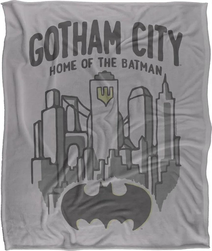 Plaid Batman Gotham Multicolore en Polaire Douce pour Chambre et Salon