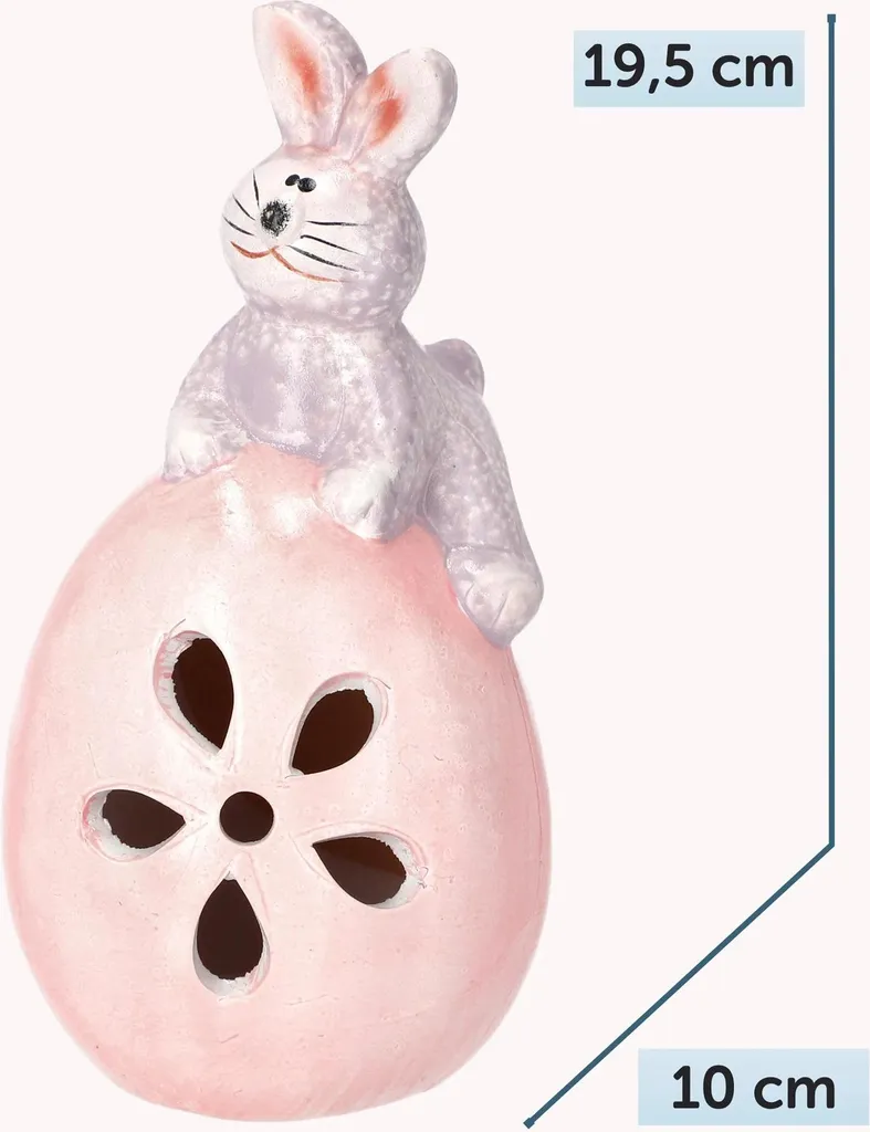 Décorer Table de Pâques avec ce Lapin en Céramique Rose Assis sur Œuf - 5