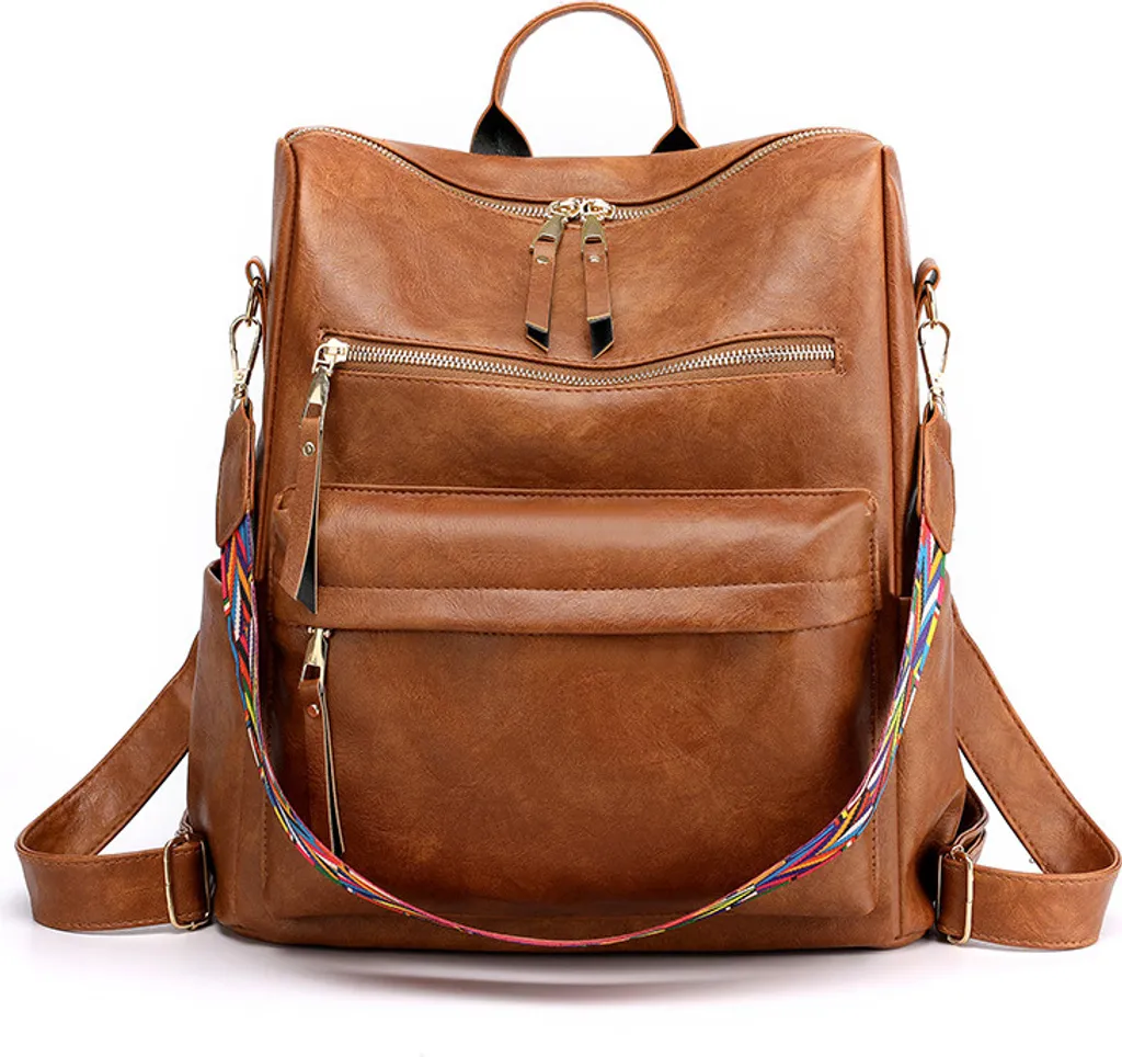 Sac à Dos Femme Vintage Marron à Bretelles Ajustables Style Rétro Chic