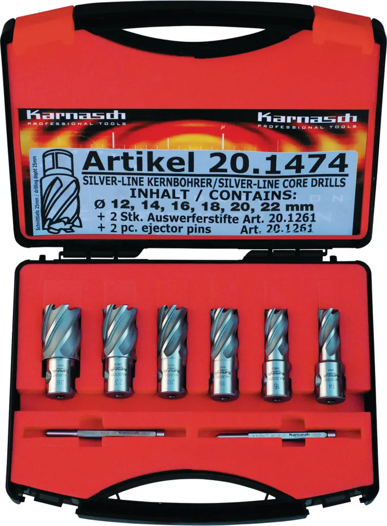 Coffret de fraises à carotter HSS Metallkraft SILVER-LINE 25 Weldon