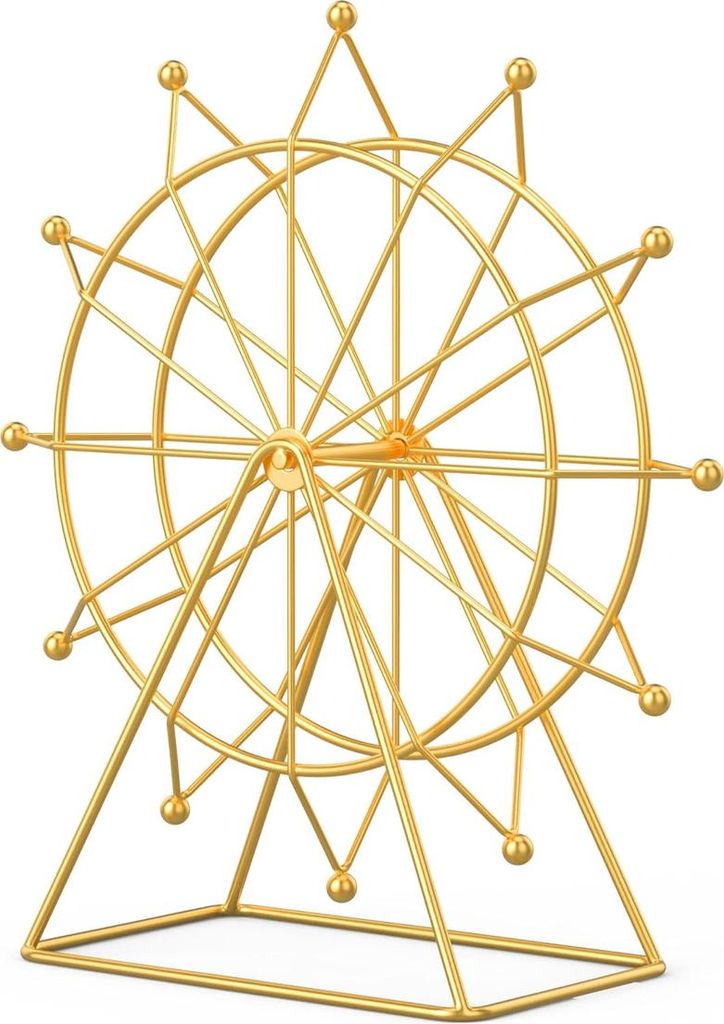 Riesenrad-Ornament, Skulptur im Vintage-Stil, Tischdekoration, kleines Regal für Schreibtisch oder TV-Ständer, Eisen, Gold