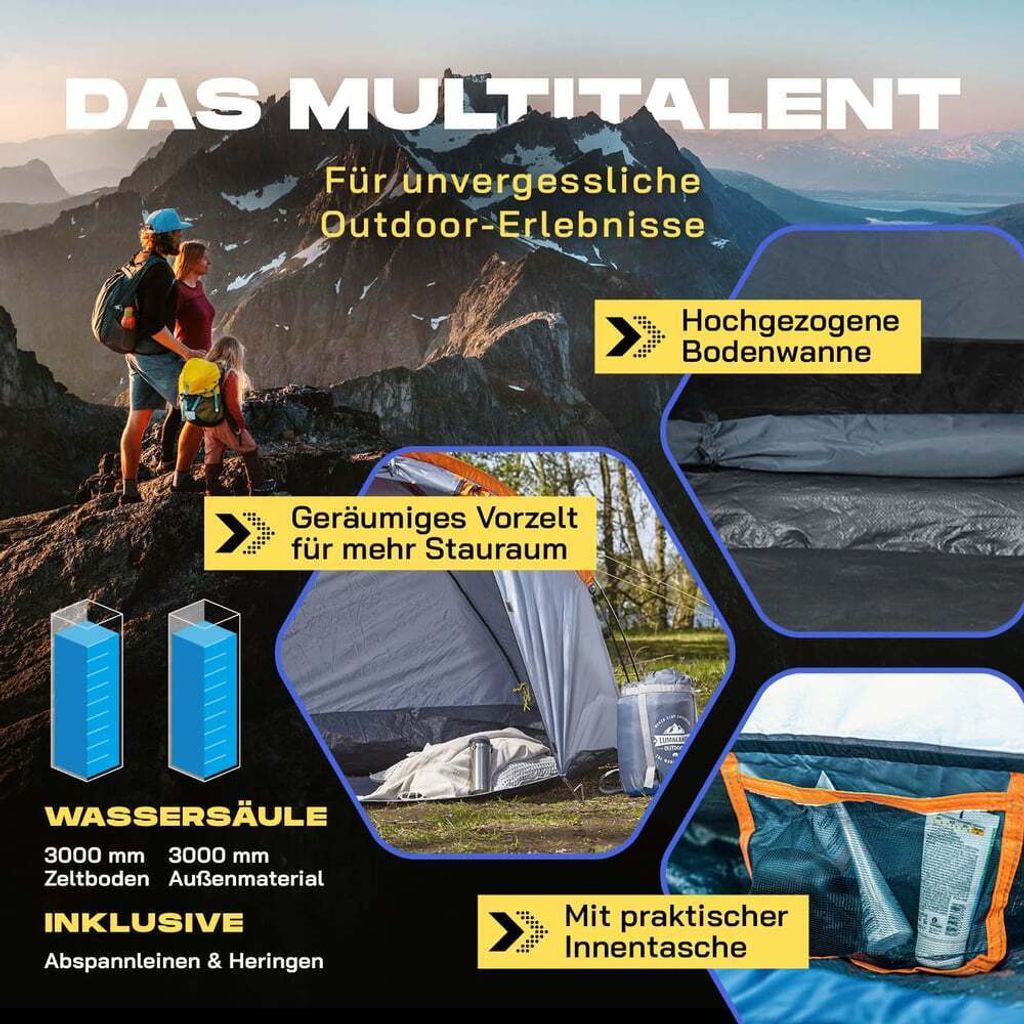 Where Tomorrow Pop Up Familienzelt Wurfzelt 3 Personen Zelt Produktbild 5