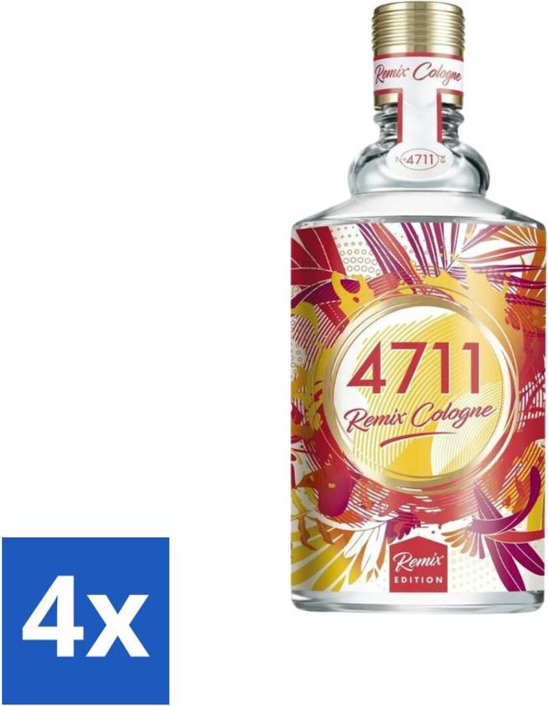 4711 – Remix Cologne – Eau de Cologne Spray – Grapefruit – Unisex – 100 ml - Vorteilspack - 4 Stücke