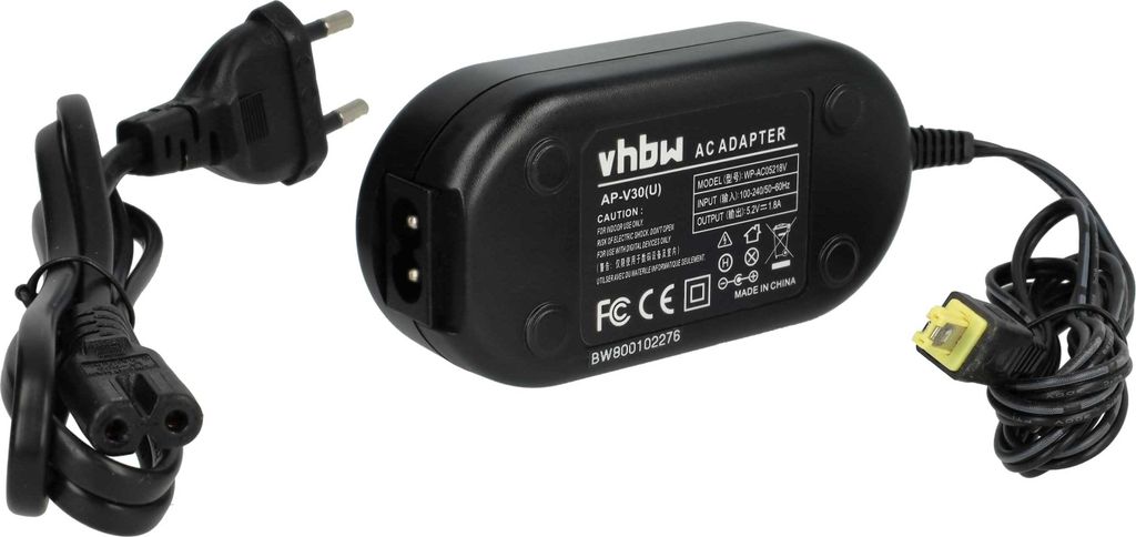 vhbw Netzteil kompatibel mit JVC GZ-HM550, GZ-HM300, GZ-HM330, GZ-HM320, GZ-HM340, GZ-MS110, GZ-HD500, GZ-MG750, GZ-HD620 Kamera, Digitalkamera, 2m