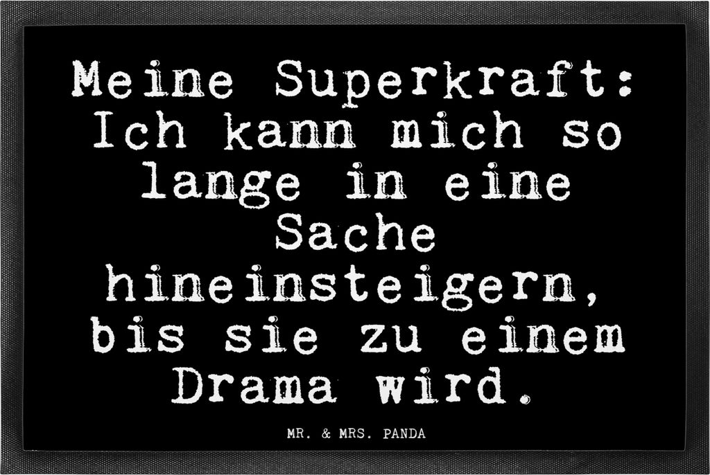 Mr. & Mrs. Panda Fussmatte Meine Superkraft: Ich kann... 40 x 60 cm - Schwarz - Geschenk, Mann, Türmatte, fußmatte, teppichmatte, Ehemann, lustig...