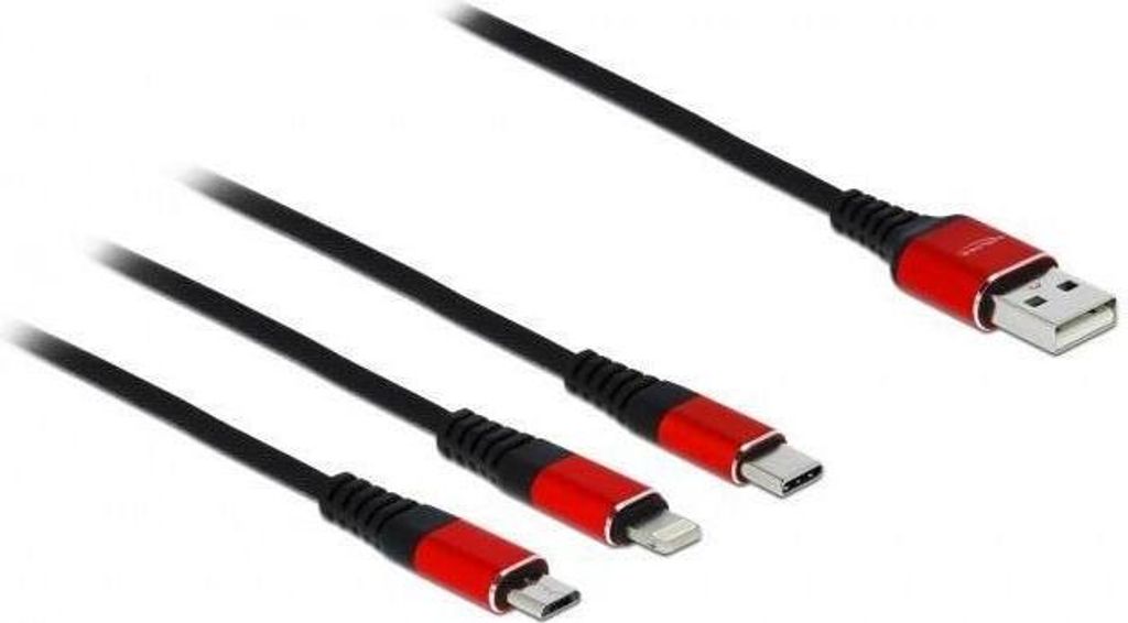 DELOCK USB 3in1 Ladekabel für Lightning/Micro-USB/USB C 30cm