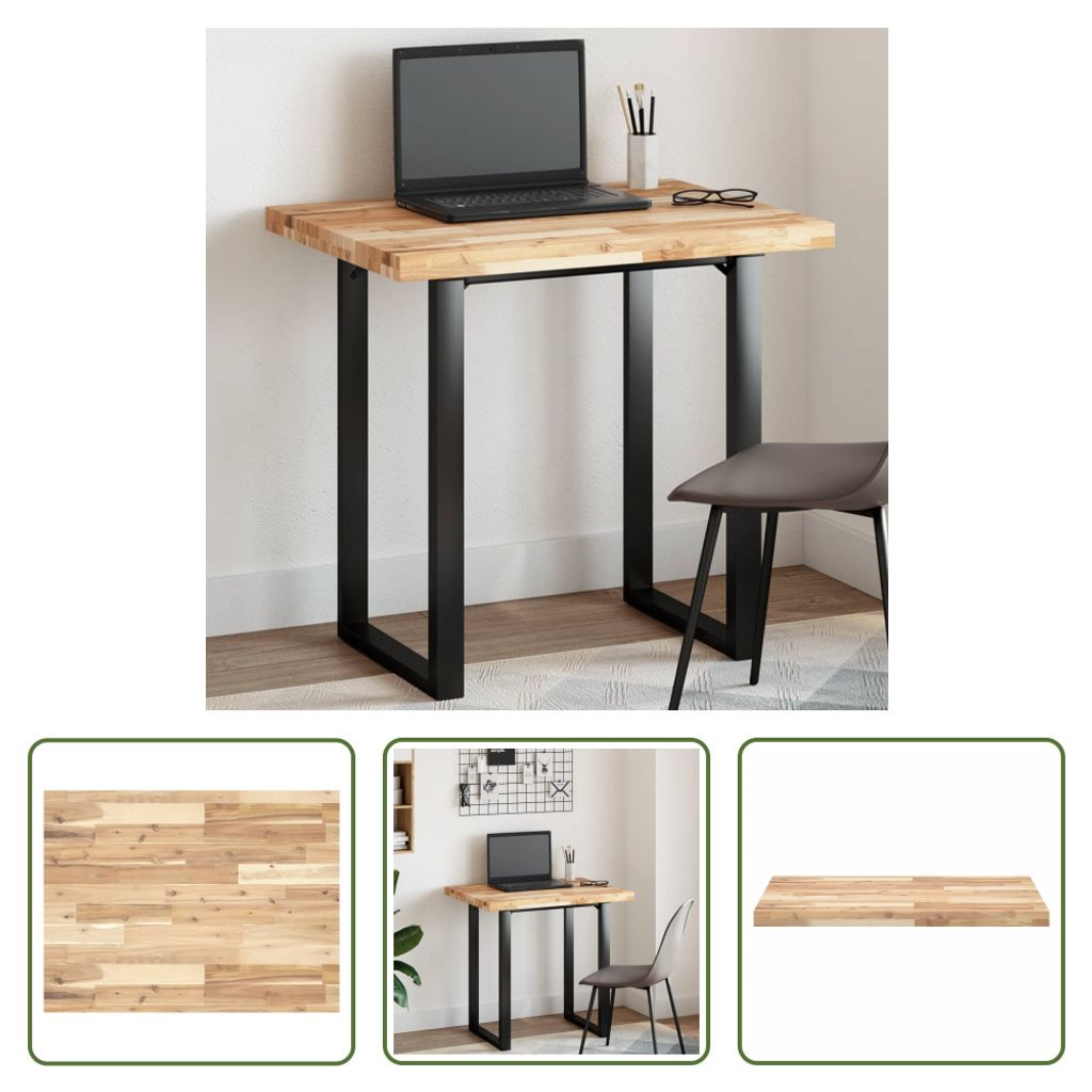 The Living Store Tischplatte Rechteckig 80x60x4 cm Massivholz Akazie