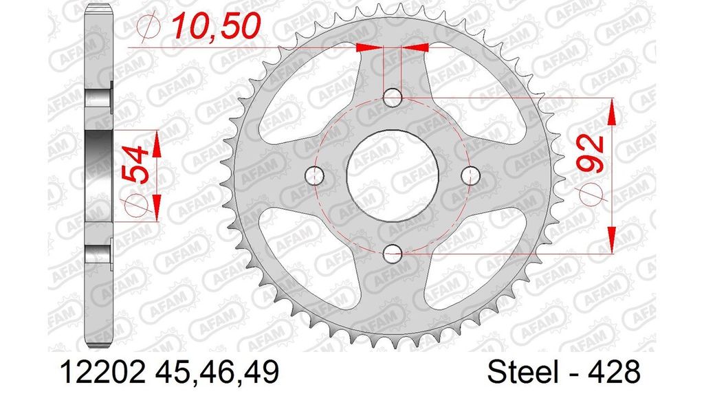AFAM Standard Stahlritzel hinten 12202 - 428