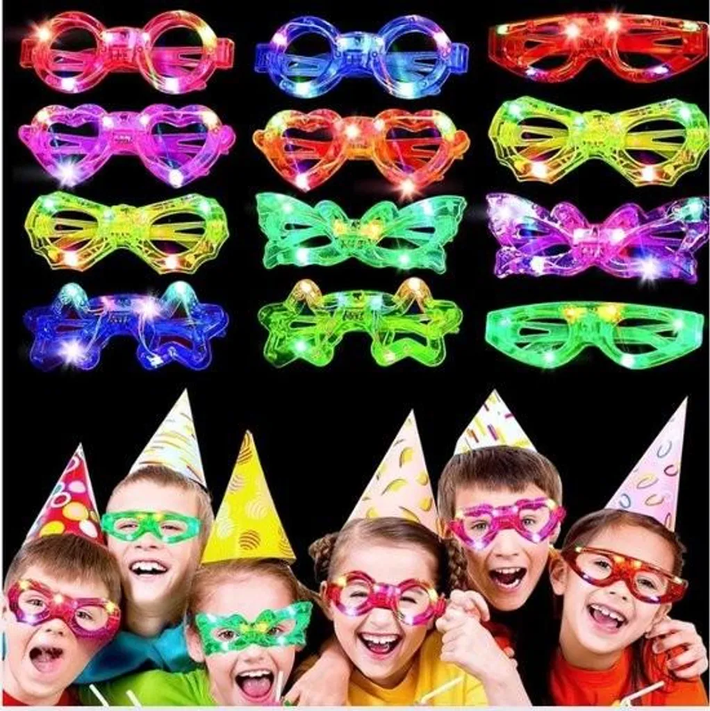 Lunettes LED clignotantes multicolores - Pack de 12 pour ambiance néon