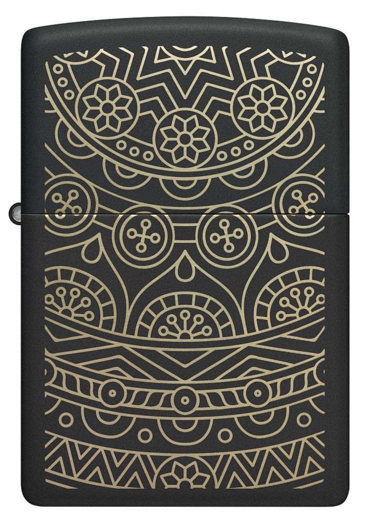 ZIPPO - Geometrisches Motiv - Black Matte Schwarz Gold Sturmfeuerzeug nachfüllbar Benzin 60006317