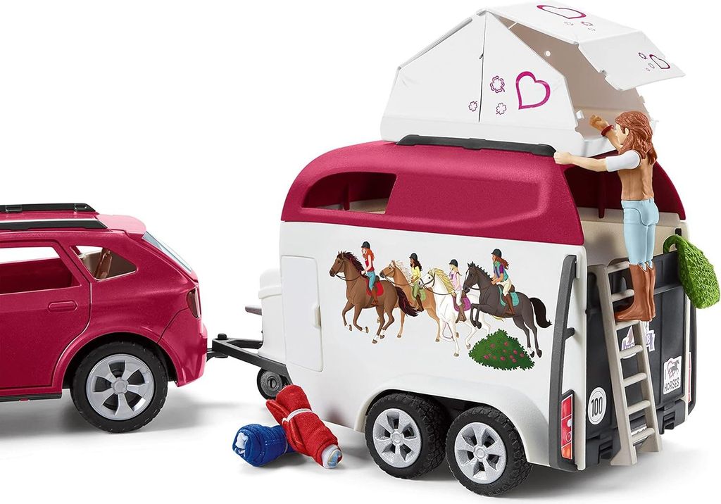 Voiture d'aventure avec remorque et cheval Image du produit 