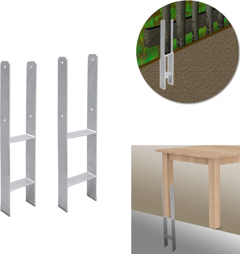 EINFEBEN 2x H-Anker Pfostentraeger Pfosten 101MM Zaeune 600MM Pfostenanker Carport