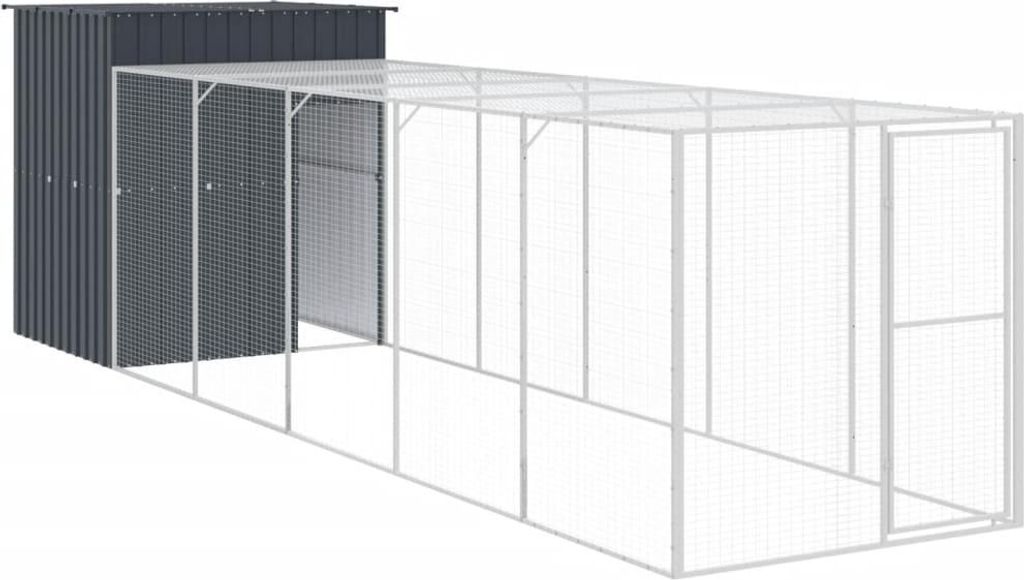 vidaXL Hühnerkäfig mit Auslauf Anthrazit 165x659x181 cm Stahl Verzinkt