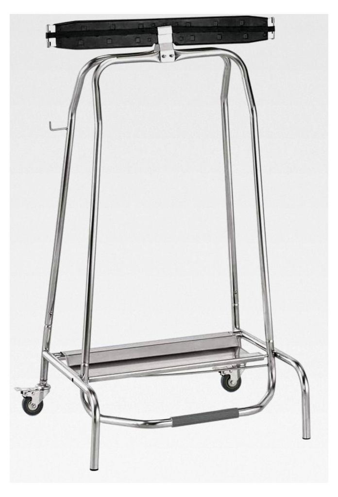 Edelstahl Müllbeutelhalter mit Fußpedal, 2 Rollen mit Feststeller, 95 cm Höhe