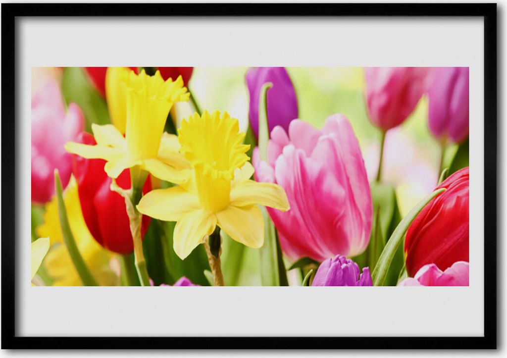 Bild 100x70 MDF-Rahmen Wandkunst Blumen Pflanzen Natur