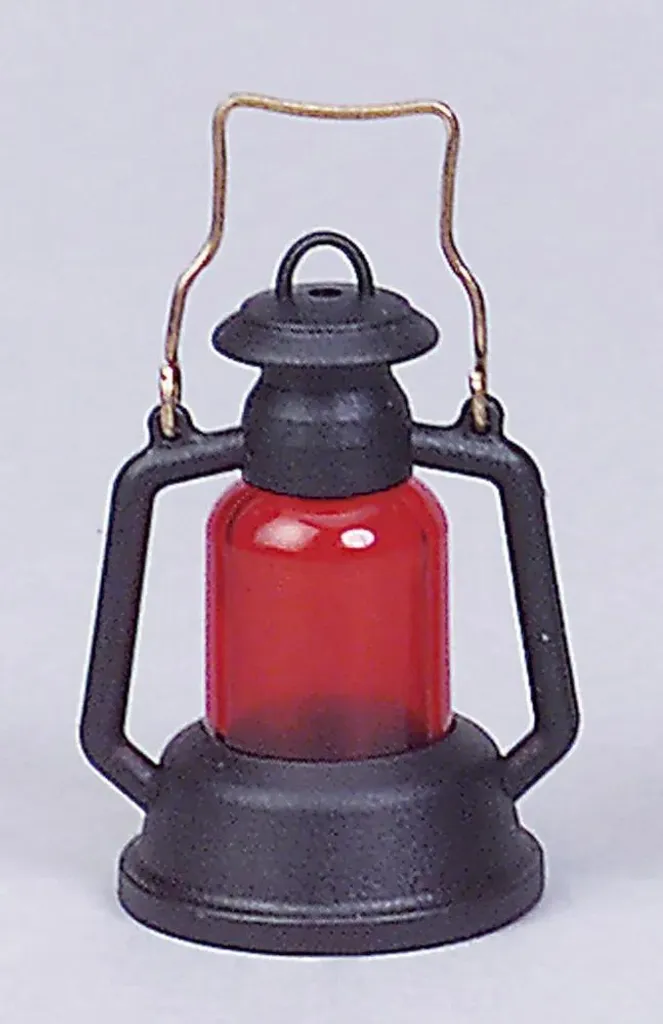 Lanterna Nera Design Moderno Inserto Rosso - Decorazione Casa Elegante