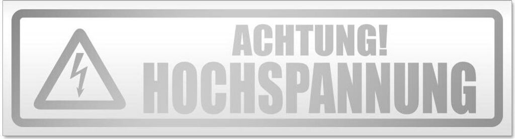 Kiwistar Achtung! Hochspannung Magnetschild Schild magnetisch - 60cm Silber - Magnetfolie für Auto PKW Kfz