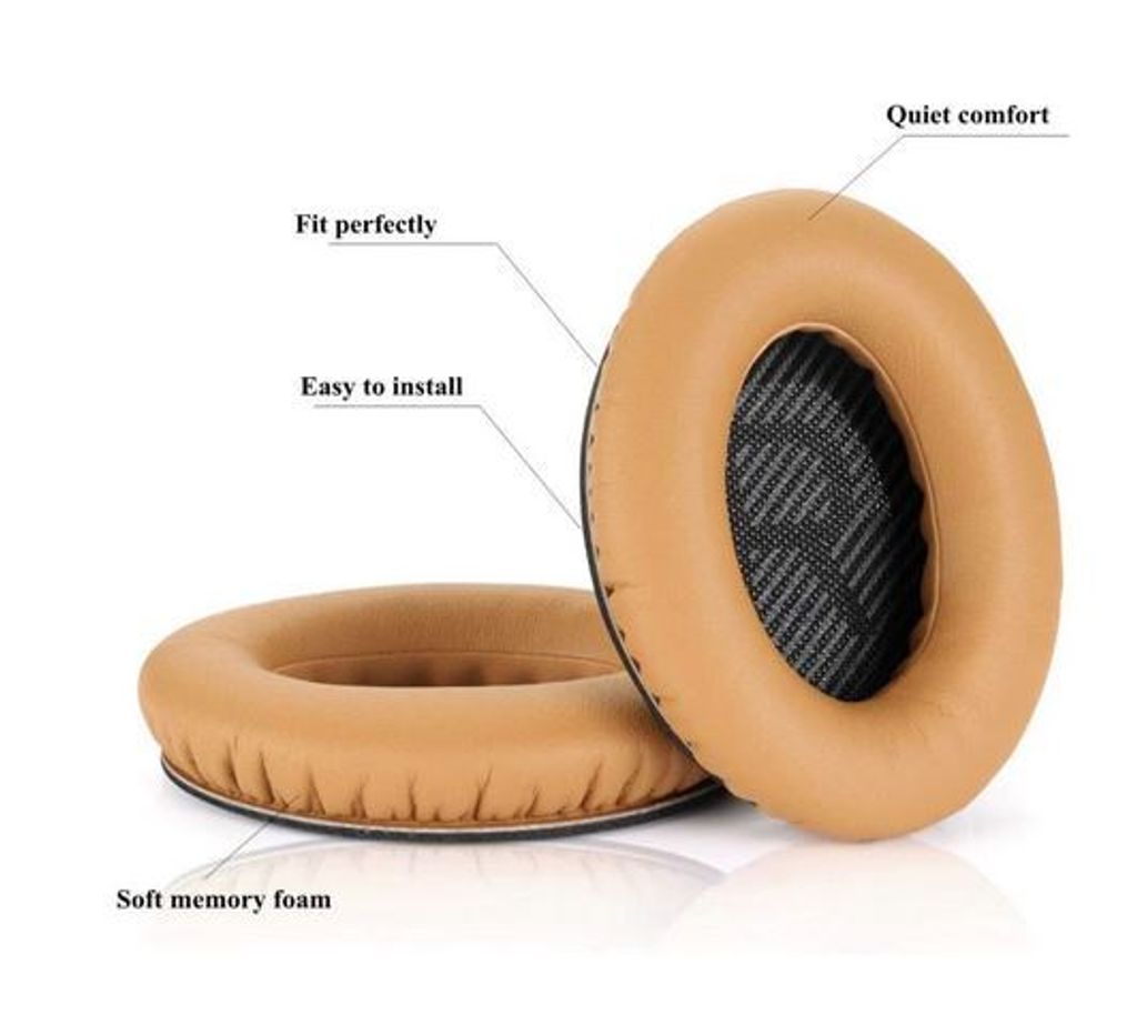 OHRPOLSTER für Bose QuietComfort QC15 QC25 QC35 QC45 QC35 II Leder Khaki 1 Paar