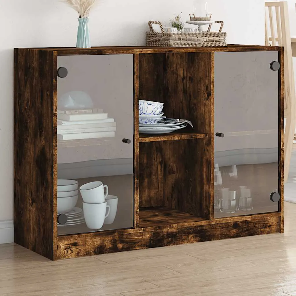 Credenza vidaXL Rovere Fumé 102x37x75,5 cm | Buffet Salvaspazio Moderno