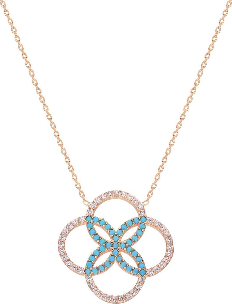 Dkeniz Kette 925/- Sterling Silber 42+3cm Türkis Zirkonia Produktbild 