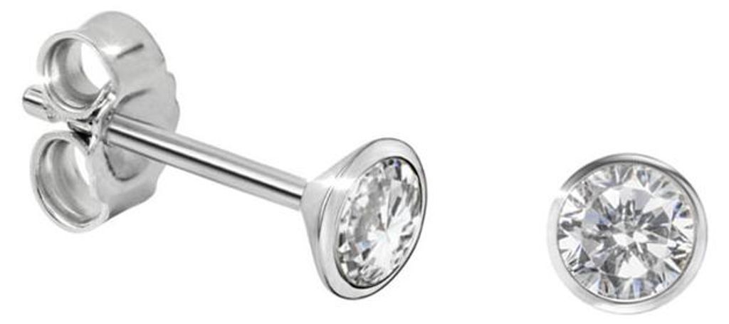 Solitär Ohrstecker Silber 925 Ohrringe mit Zirkonia 3 mm Produktbild 